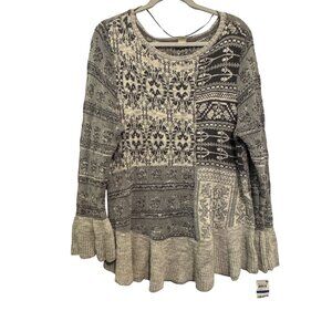 Style & Co Womens XL Patchwork Knit Sweater